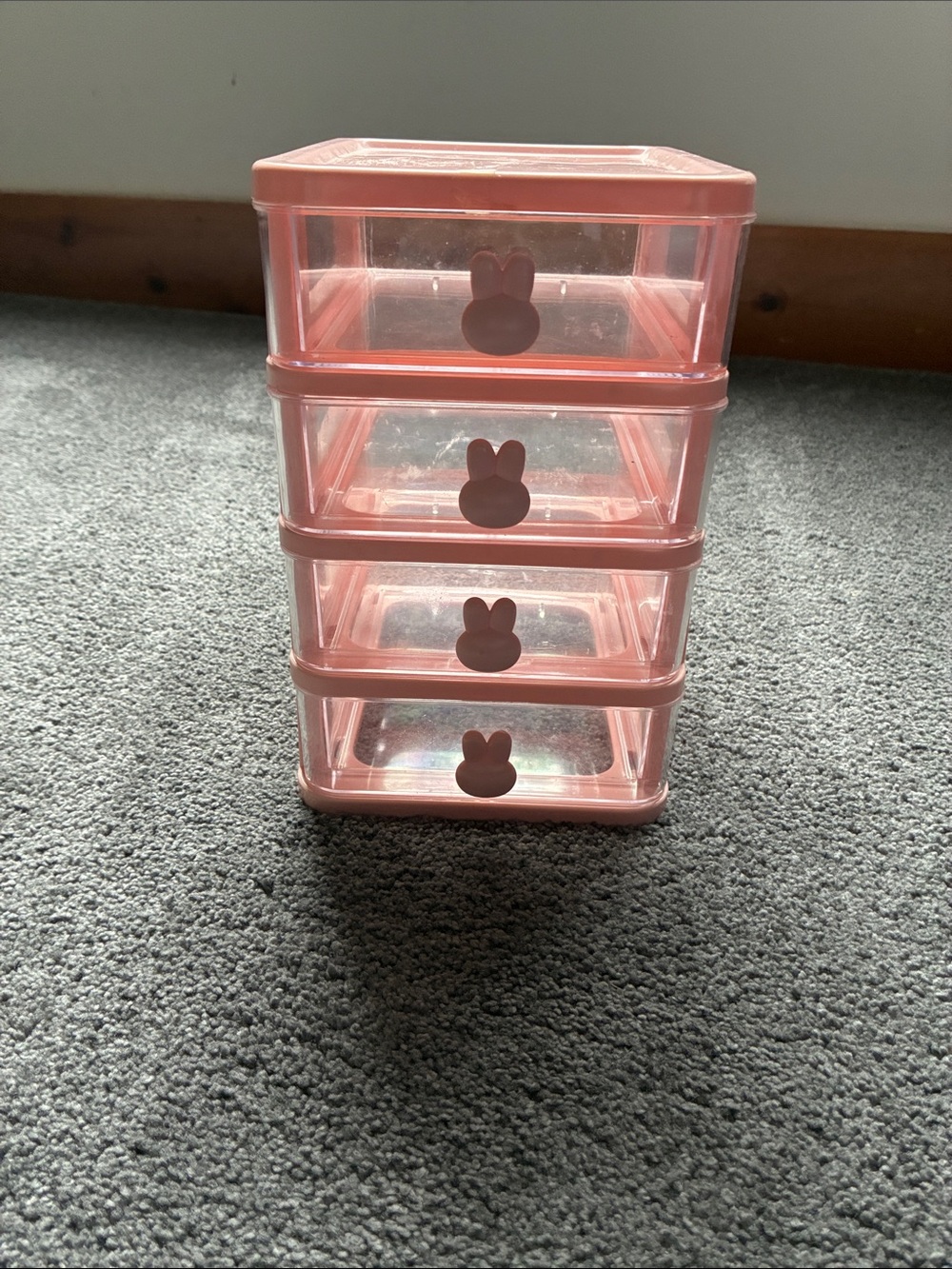 Pink 4-Drawer Plastic Organizer Storage Tower